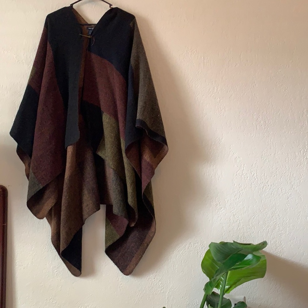 Poncho style multicolor sweater